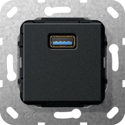 Розетка USB 3.0 A Gira System 55 черный матовый 568210 в Санкт-Петербурге