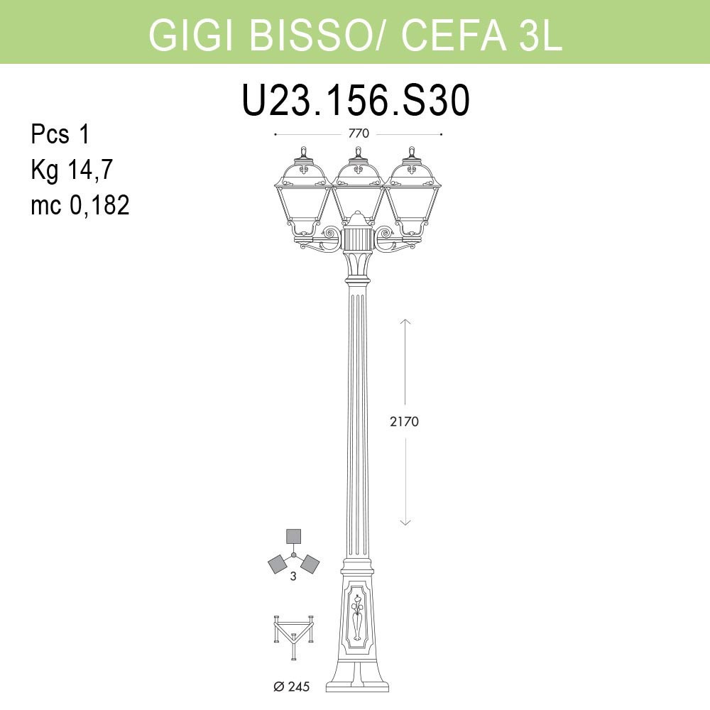 Уличный фонарь Fumagalli Gigi Bisso/Cefa 3L U23.156.S30.BXF1R в Санкт-Петербурге