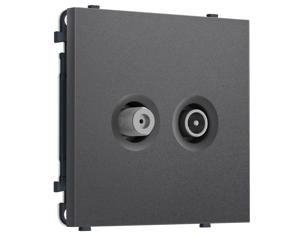 Комплект механизма розетки TV оконечной + SAT SIGMA Антрацит серый 5-862MHz 3.5dB/950-2150MHz 3.8dB QUANT PRO Ambrella Volt MS663310 (SP6633, PR217) в #REGION_NAME_DECLINE_PP#