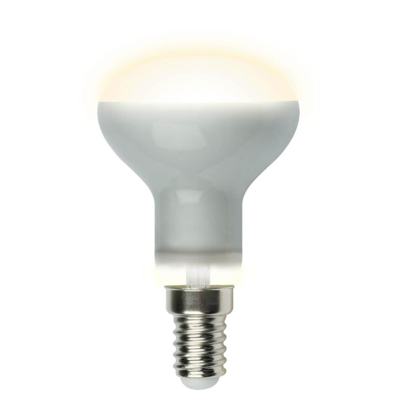 Лампа светодиодная рефлекторная (UL-00001491) Uniel E14 6W 3000K матовая LED-R50-6W/WW/E14/FR PLS02WH в #REGION_NAME_DECLINE_PP#
