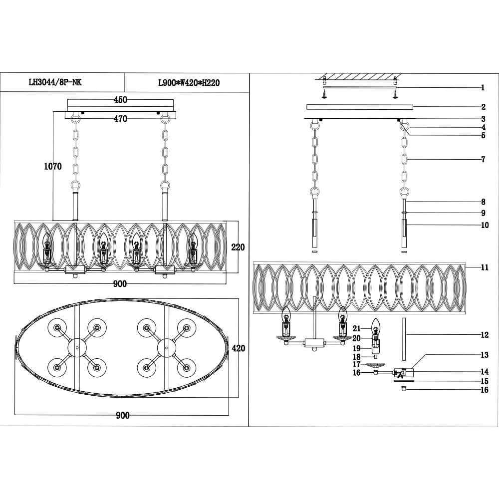 Подвесная люстра Lumien Hall Lucania LH3044/8P-NK в Санкт-Петербурге