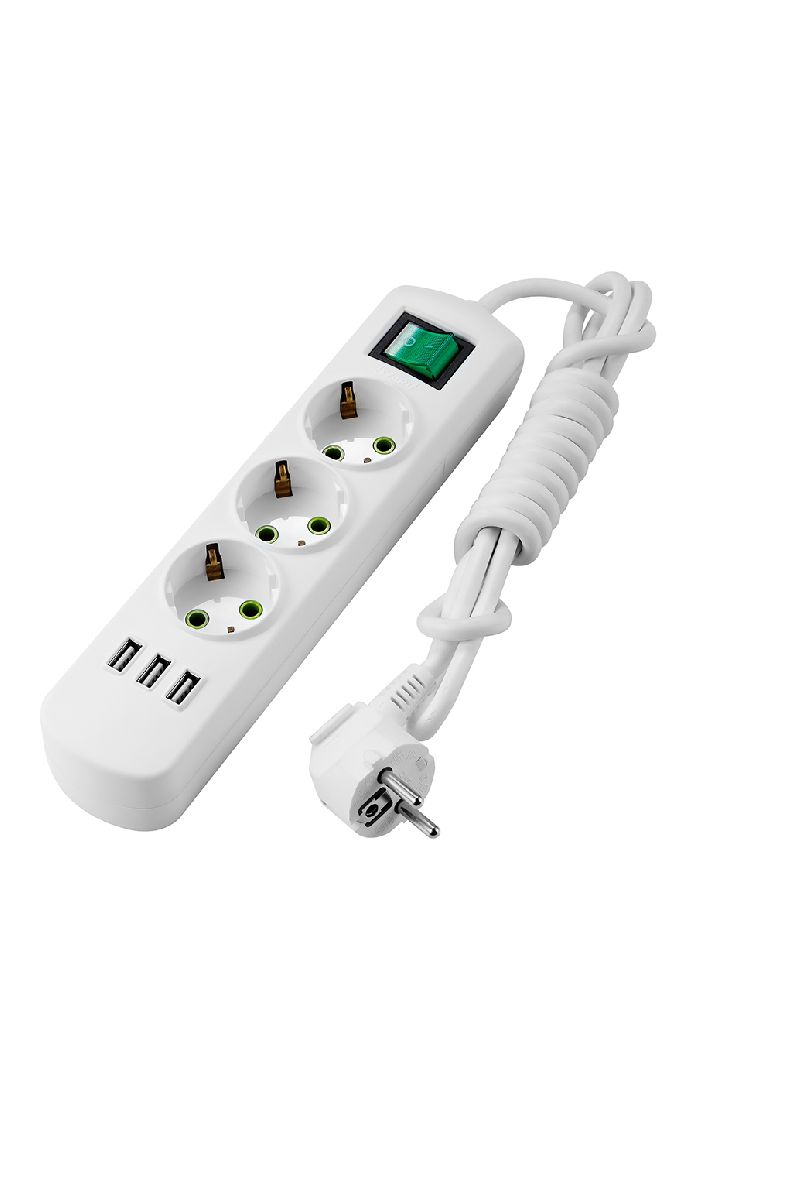 Удлинитель с/з с выключателем c USB разъемом Lezard Letitia 721-0302-302U в Санкт-Петербурге