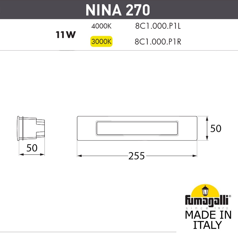 Светильник для подсветки лестниц Fumagalli Nina 8C1.000.000.BYP1L в Санкт-Петербурге