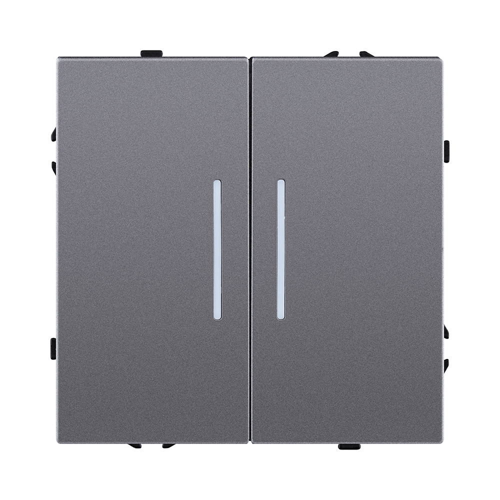 Выключатель 2-клавишный 10А/250В с LED подсветкой, серый Kollinger Eclipse EC-010GY в #REGION_NAME_DECLINE_PP#