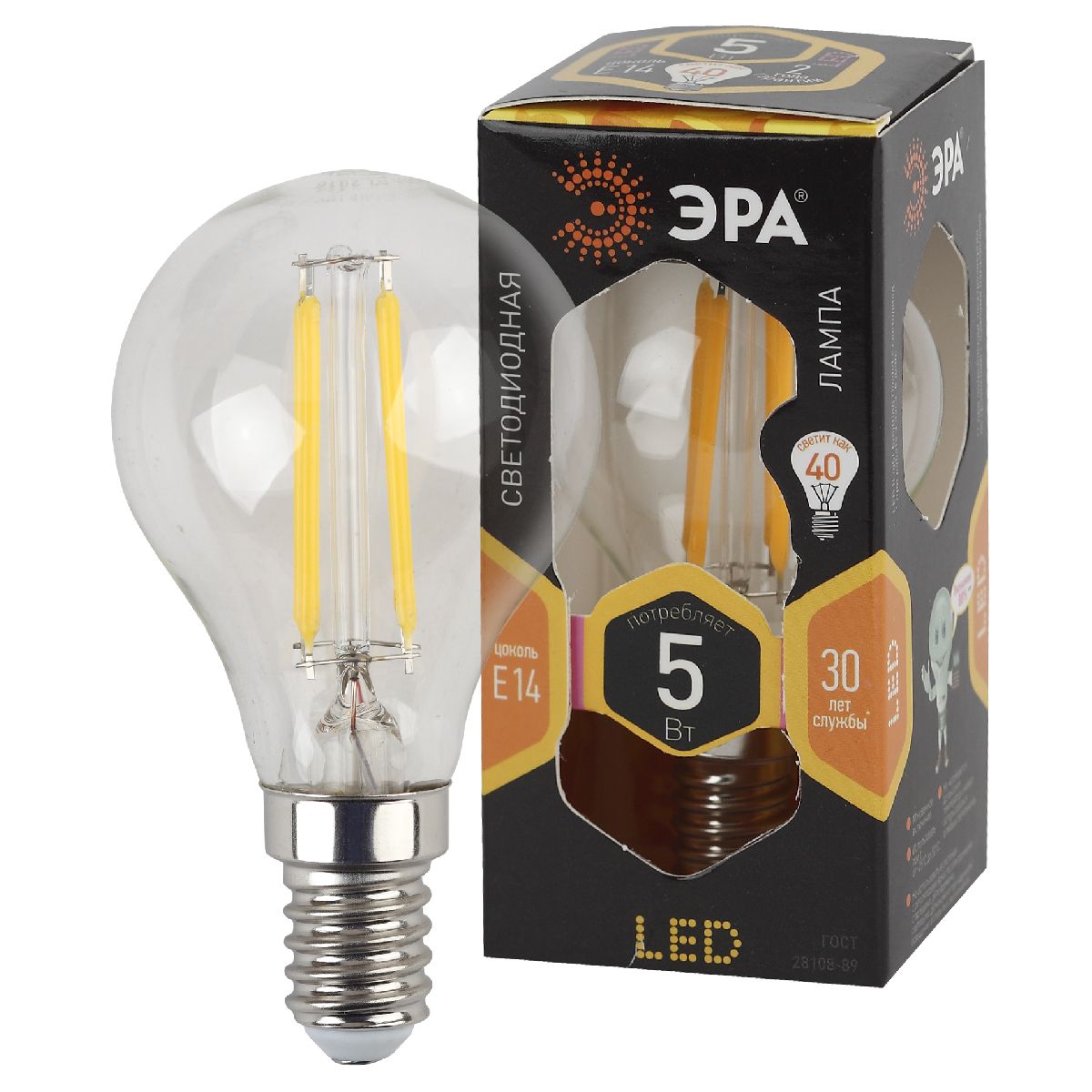 Лампа светодиодная Эра E14 5W 2700K F-LED P45-5W-827-E14 Б0043437 в Санкт-Петербурге