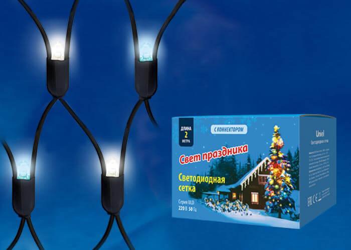 Уличная светодиодная гирлянда (UL-00005485) Uniel сетка 220V бело-синий ULD-N2015-288/SBK White-Blue IP67 в #REGION_NAME_DECLINE_PP#