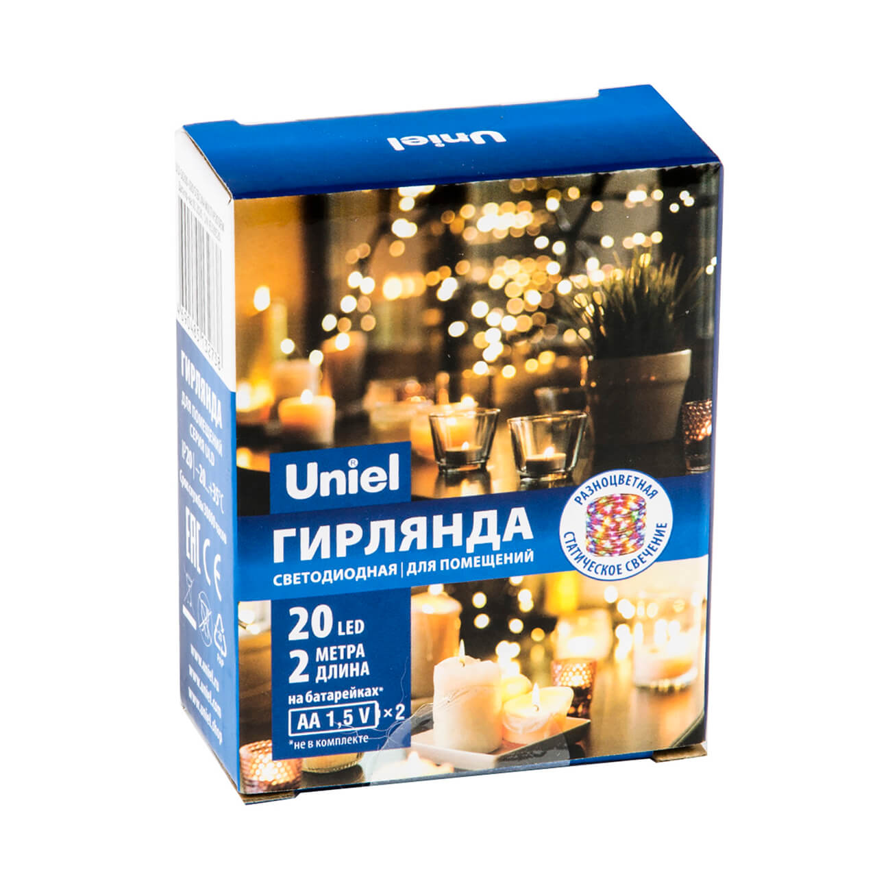 Светодиодная гирлянда Uniel Роса (UL-00007205) разноцветный ULD-S0200-020/SСB/2AA Multi IP20 Dew в Санкт-Петербурге