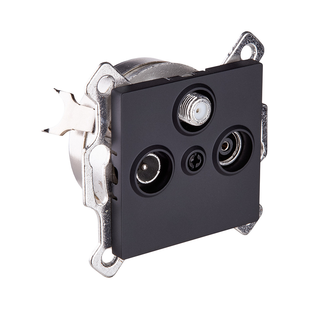 Розетка тройная TV (мама) + TV (папа) + спутниковая SAT, черный матовый Kollinger REA-036BM для Aspekt, Eleganz, Reflex в #REGION_NAME_DECLINE_PP#