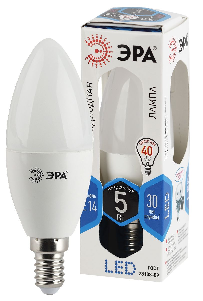 Лампа светодиодная Эра E14 5W 4000K LED B35-5W-840-E14 Б0018872 в Санкт-Петербурге