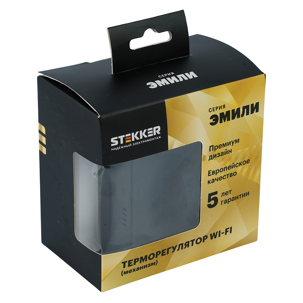 Терморегулятор Wi-Fi (механизм) Stekker Эмили RSW00-5119-05 250В 3500Вт черный уголь, soft touch 50377 в #REGION_NAME_DECLINE_PP#