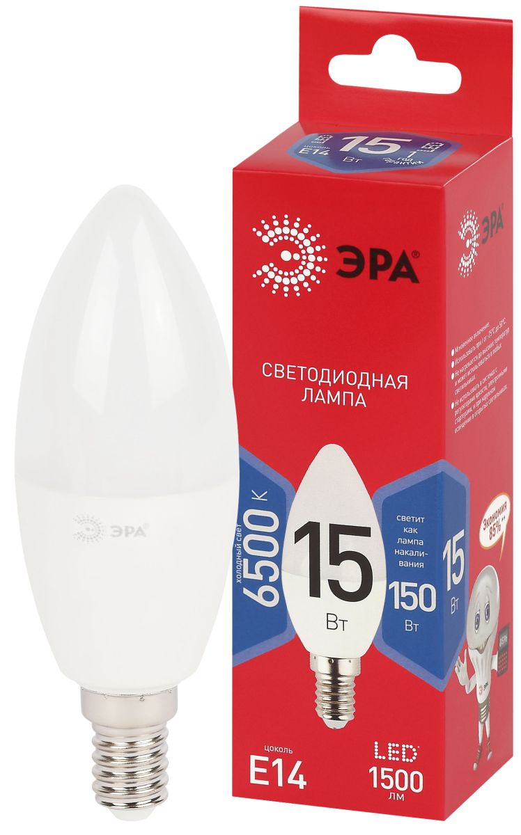 Лампа светодиодная Эра RED LINE LED B35-15W-865-E14 R 15Вт свеча Б0070091 в Санкт-Петербурге