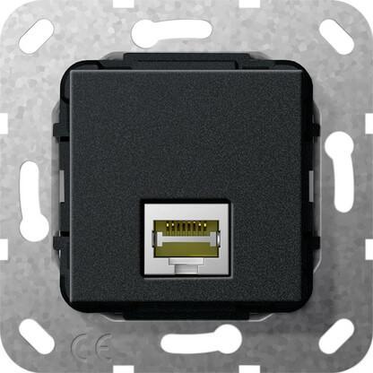 Розетка компьютерная MJ RJ45 Gira System 55 6a кат черный матовый 569510 в Санкт-Петербурге