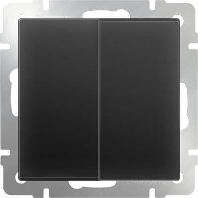Выключатель Werkel двухклавишный проходной черный матовый WL08-SW-2G-2W 4690389054167 в Санкт-Петербурге