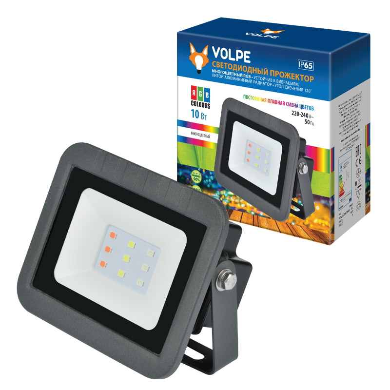 Прожектор Volpe ULF-Q511 10W/RGB IP65 220-240В BLACK картон в Санкт-Петербурге