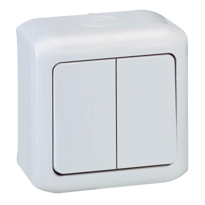 Переключатель двухклавишный на 2 направления Legrand Quteo 10A 250V IP44 белый 782301 в Санкт-Петербурге