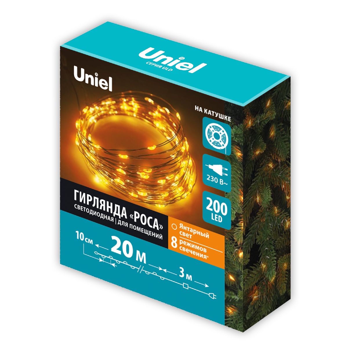 Гирлянда Роса Uniel ULD-S2000-200/DTA AMBER IP20 DEW UL-00012077 в Санкт-Петербурге