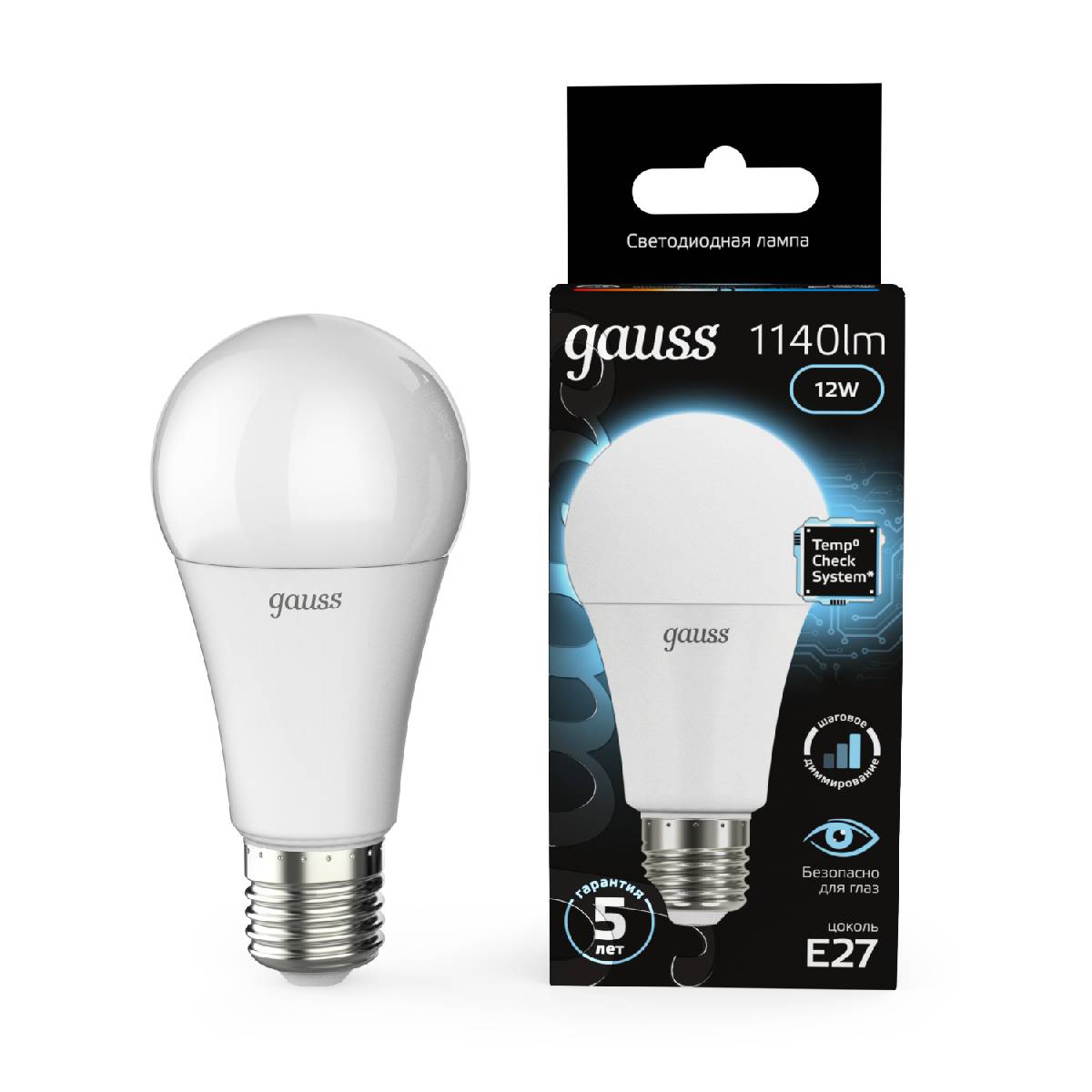 Лампа светодиодная диммируемая Gauss E27 12W 4100K груша матовая 102502212-S в #REGION_NAME_DECLINE_PP#