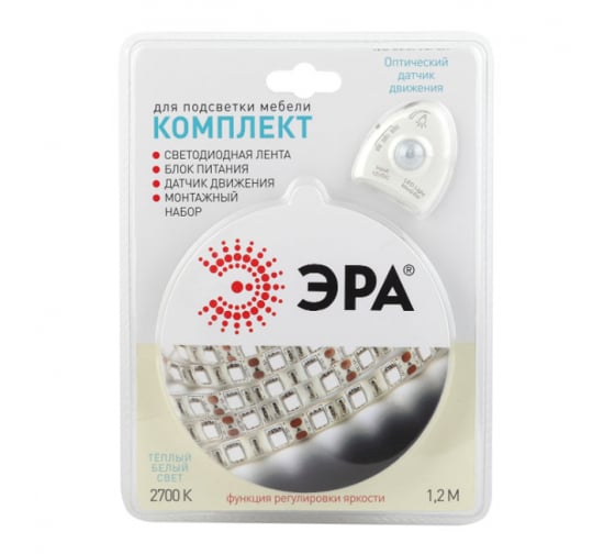 Светодиодная лента ЭРА 4,8W/m 30LED/m 2835SMD теплый белый 1,2M 2835move-4,8-30-12-2700-1,2m Б0043072 в Санкт-Петербурге