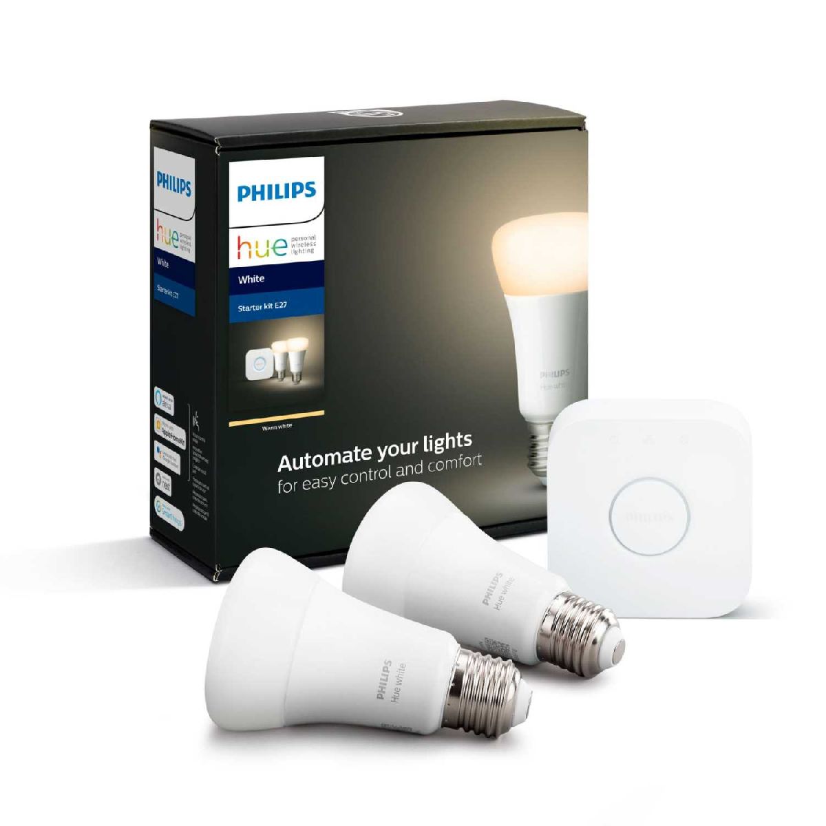 Набор из 2 белых ламп и блока управления освещением Philips Hue E27 9W 929001821619 в Санкт-Петербурге