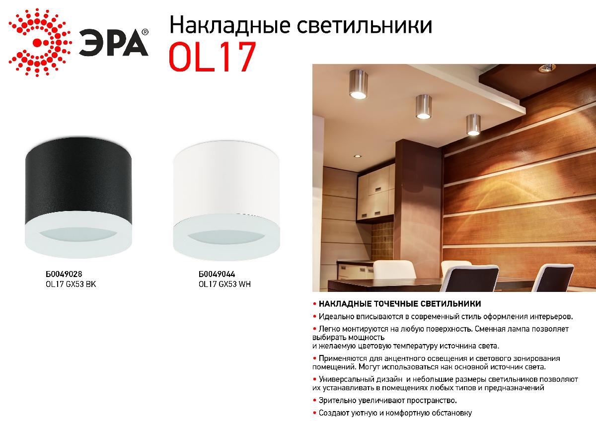 Накладной светильник ЭРА OL17 GX53 BK Б0049028 в Санкт-Петербурге