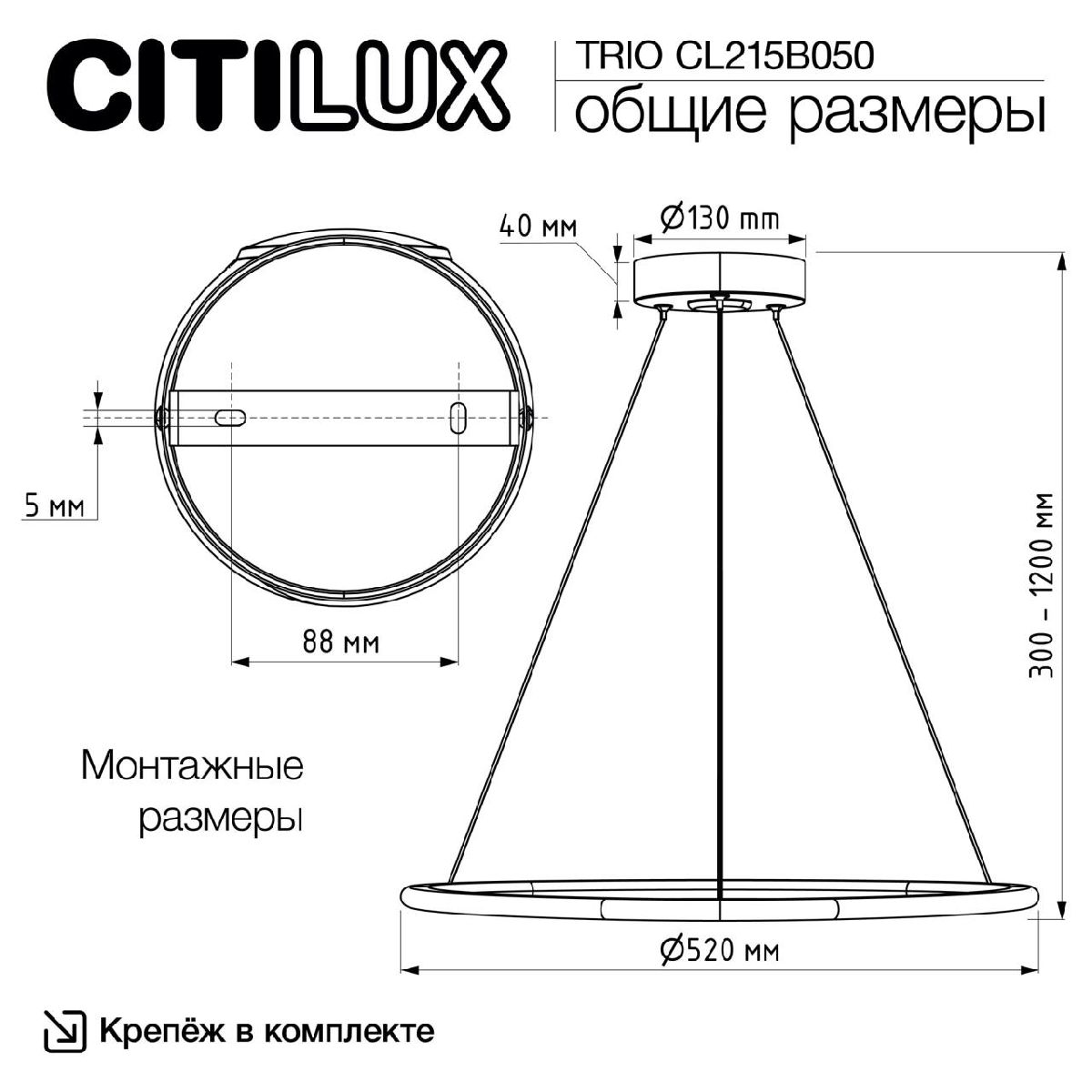 Подвесной светильник Citilux Trio CL215B050 в Санкт-Петербурге