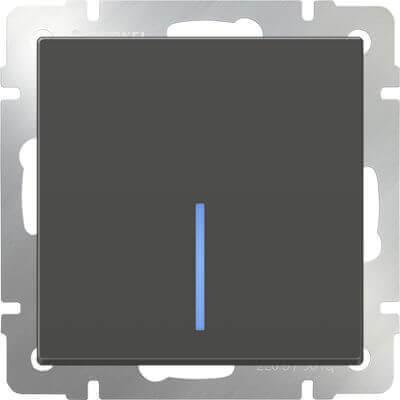 Выключатель одноклавишный с подсветкой серо-коричневый WL07-SW-1G-LED 4690389054013 в Санкт-Петербурге