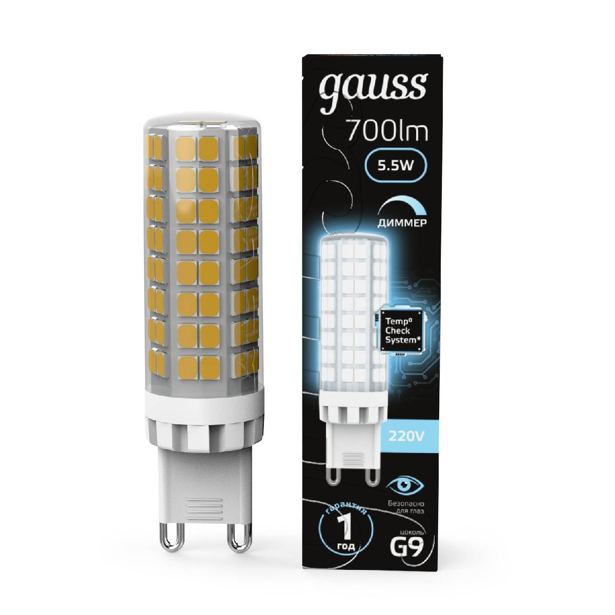 Лампа светодиодная диммируемая Gauss G9 5,5W 4100К прозрачная 107309255-D в #REGION_NAME_DECLINE_PP#