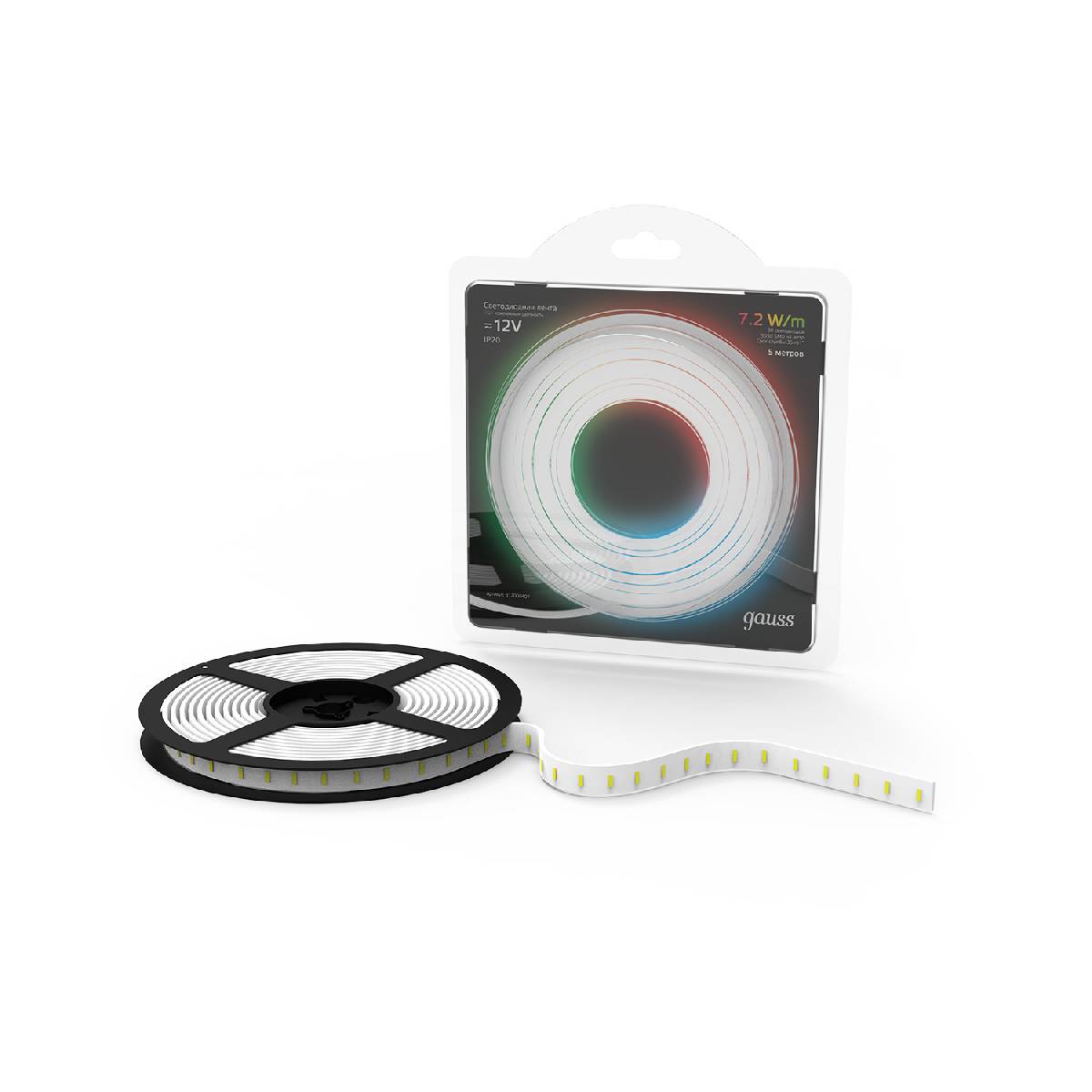 Светодиодная лента Gauss 7,2W/m 30LED/m 5050SMD RGB 5M 312000407 в Санкт-Петербурге