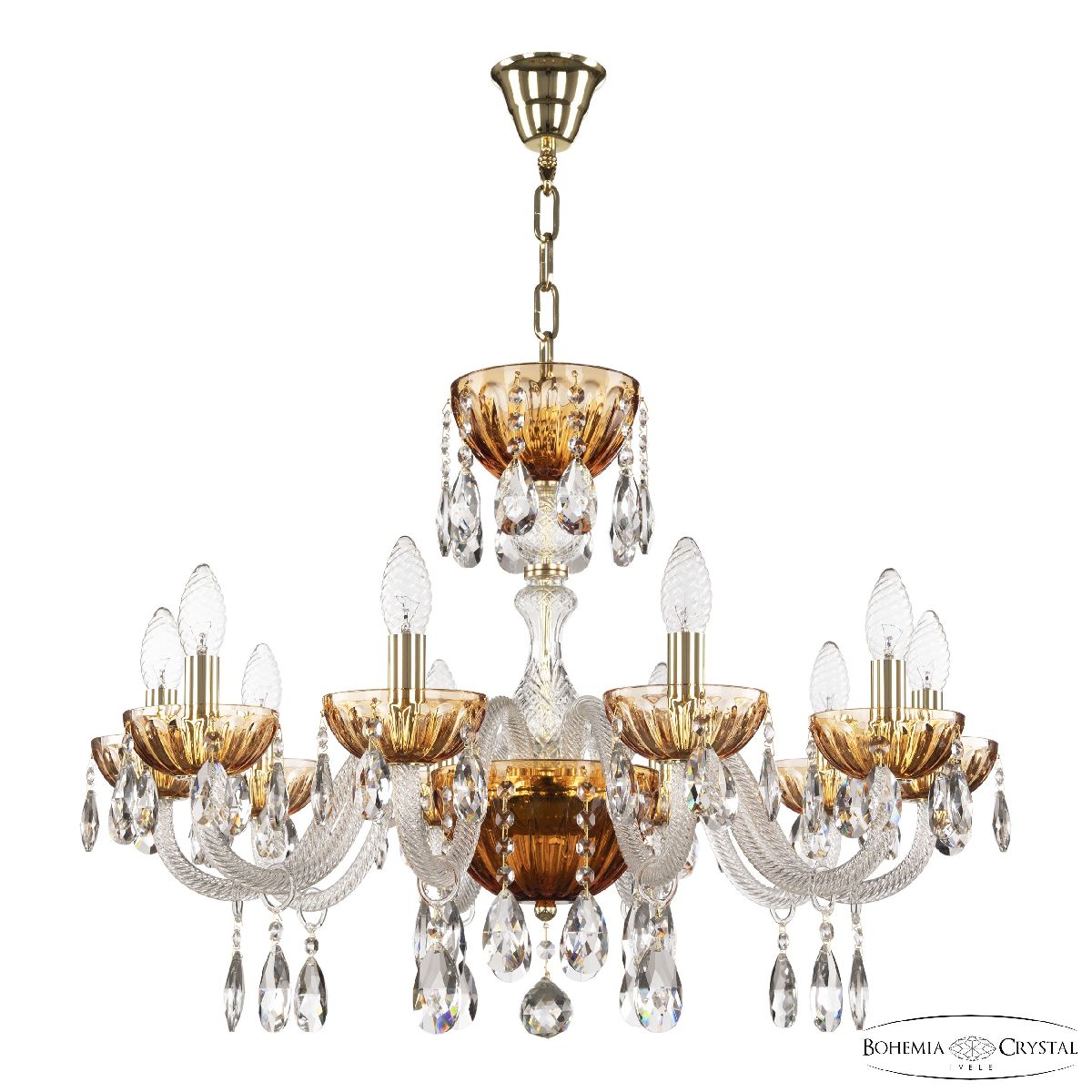 Подвесная люстра Bohemia Ivele Crystal 5417/10/240 G Amber/M-1H в Санкт-Петербурге