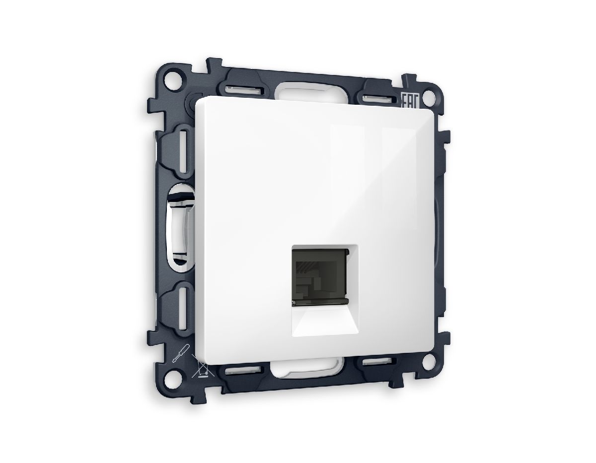 Комплект механизма телефонной розетки RJ-11(4P4C) со шторкой Ambrella Volt Alfa MA112030 в Санкт-Петербурге