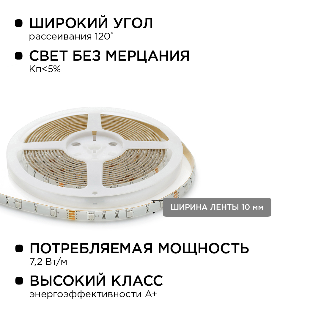 Комплект светодиодной ленты Apeyron 12В 7.2Вт/м smd 5050 30 д/м IP65 5м RGB (блок, коннектор, контроллер)  10-03 в Санкт-Петербурге