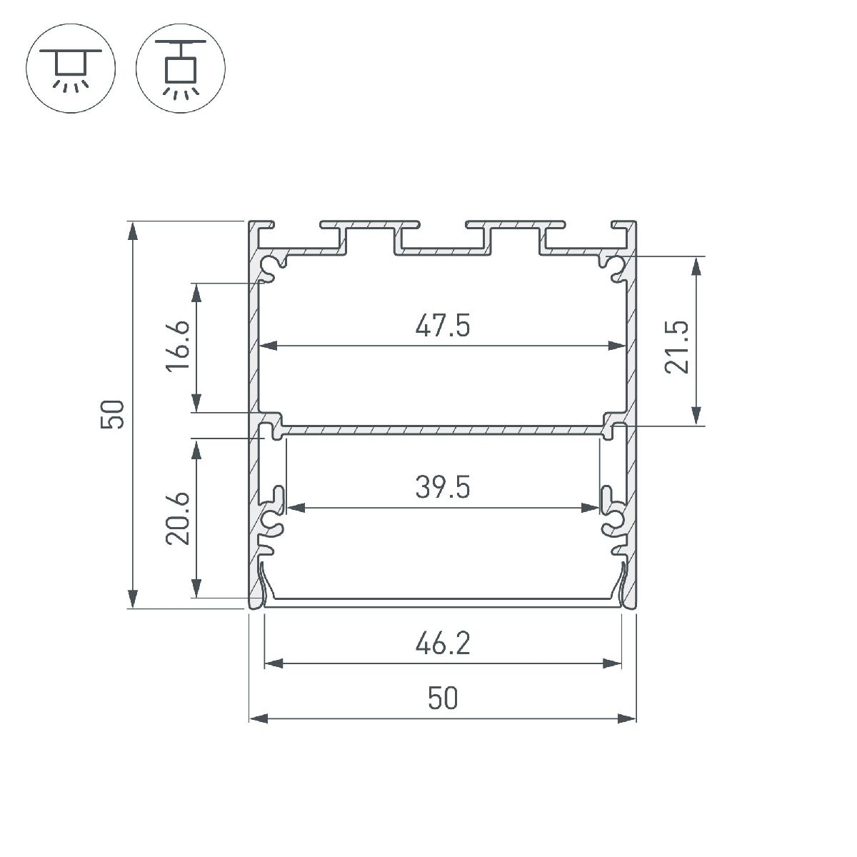 Алюминиевый профиль Arlight LINE-S-5050-2000 ANOD 041644 в Санкт-Петербурге