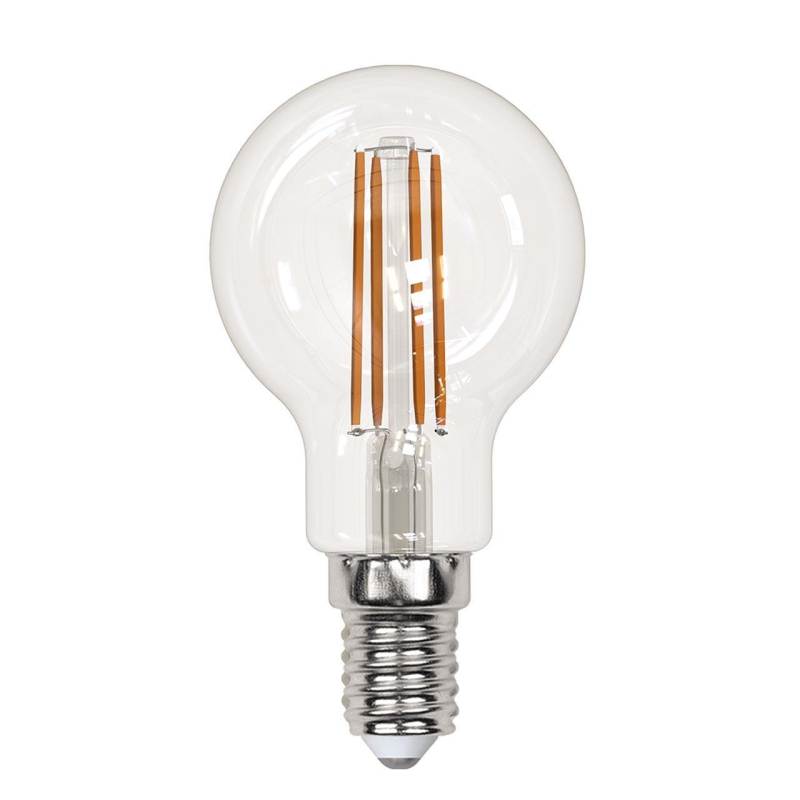 Лампа светодиодная филаментная (UL-00005905) Uniel E14 13W 3000K прозрачная LED-G45-13W/3000K/E14/CL PLS02WH в Санкт-Петербурге