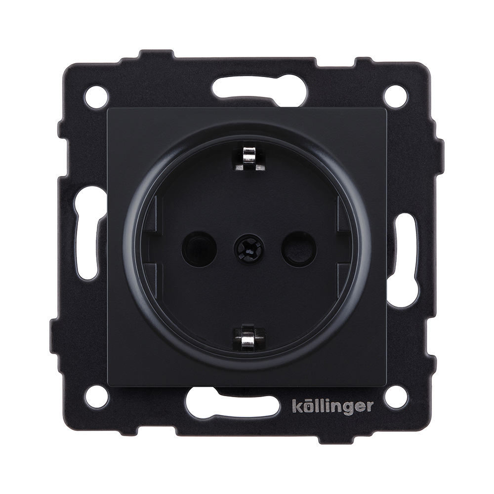 Розетка штепсельная SCHUKO 16A/250 В, черный матовый Kollinger REA-002BM для Aspekt, Eleganz, Reflex в #REGION_NAME_DECLINE_PP#