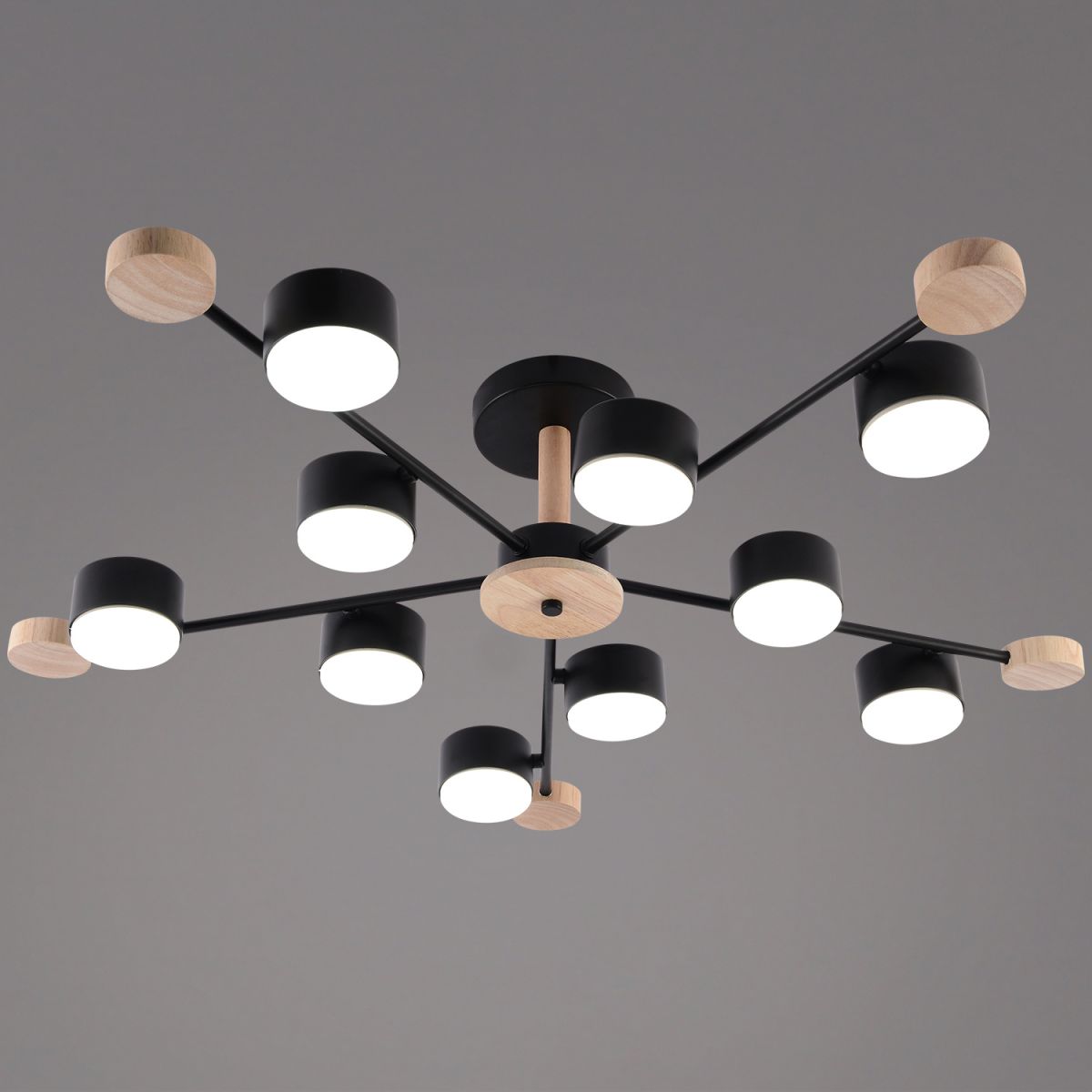 Люстра на штанге Reluce 03751-0.3-10 BK+WOOD GX53 в Санкт-Петербурге