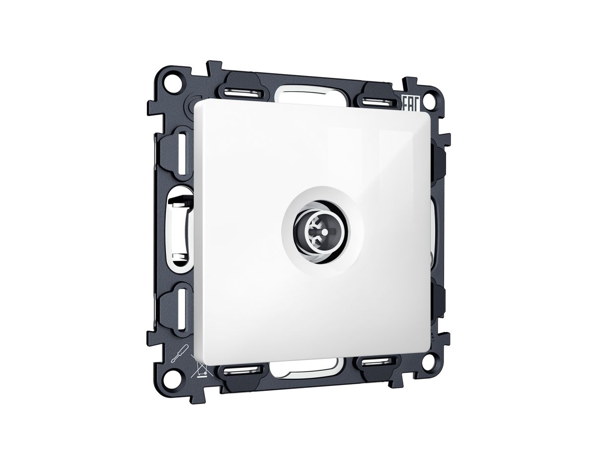 Комплект механизма TV розетки оконечной экранированной 5-1000MHz 3dB Alfa Белый глянец Quant Ambrella Volt MA113005 (AP1130, VM199) в Санкт-Петербурге