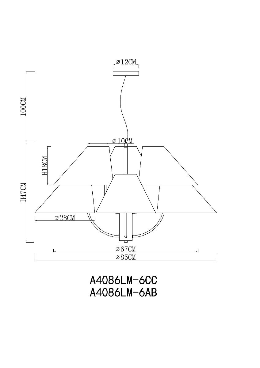 Подвесная люстра Arte Lamp Rondo A4086LM-6AB в Санкт-Петербурге