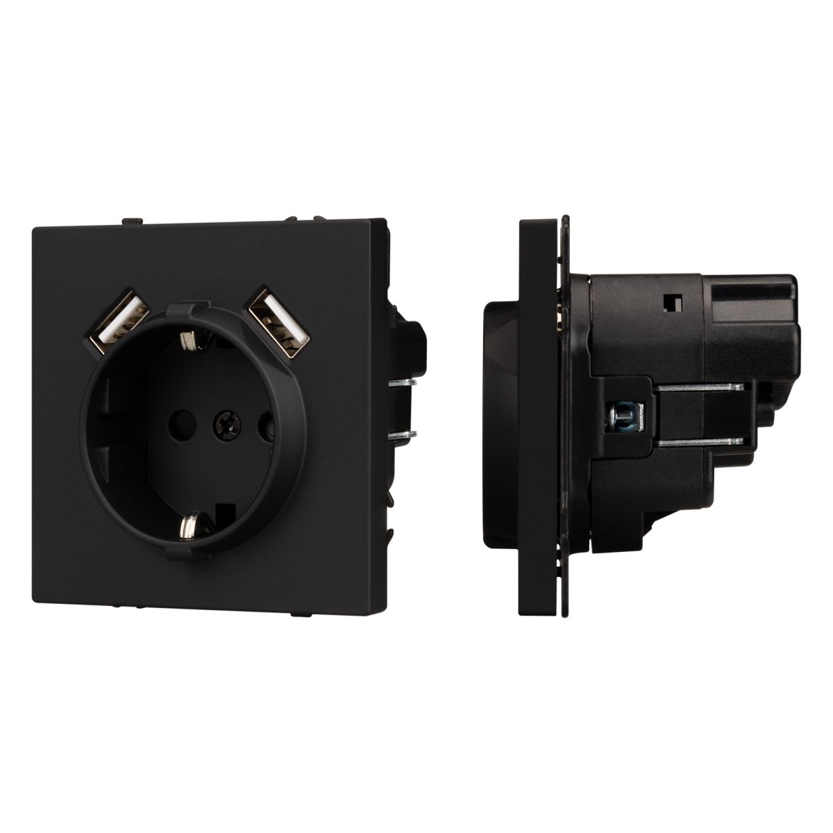 Розетка зк со шторками с USB тип А+А софт-тач черный оникс Arlight SCT-MUAA-SFPL-BK (250V, 16A) 054289(1) в #REGION_NAME_DECLINE_PP#