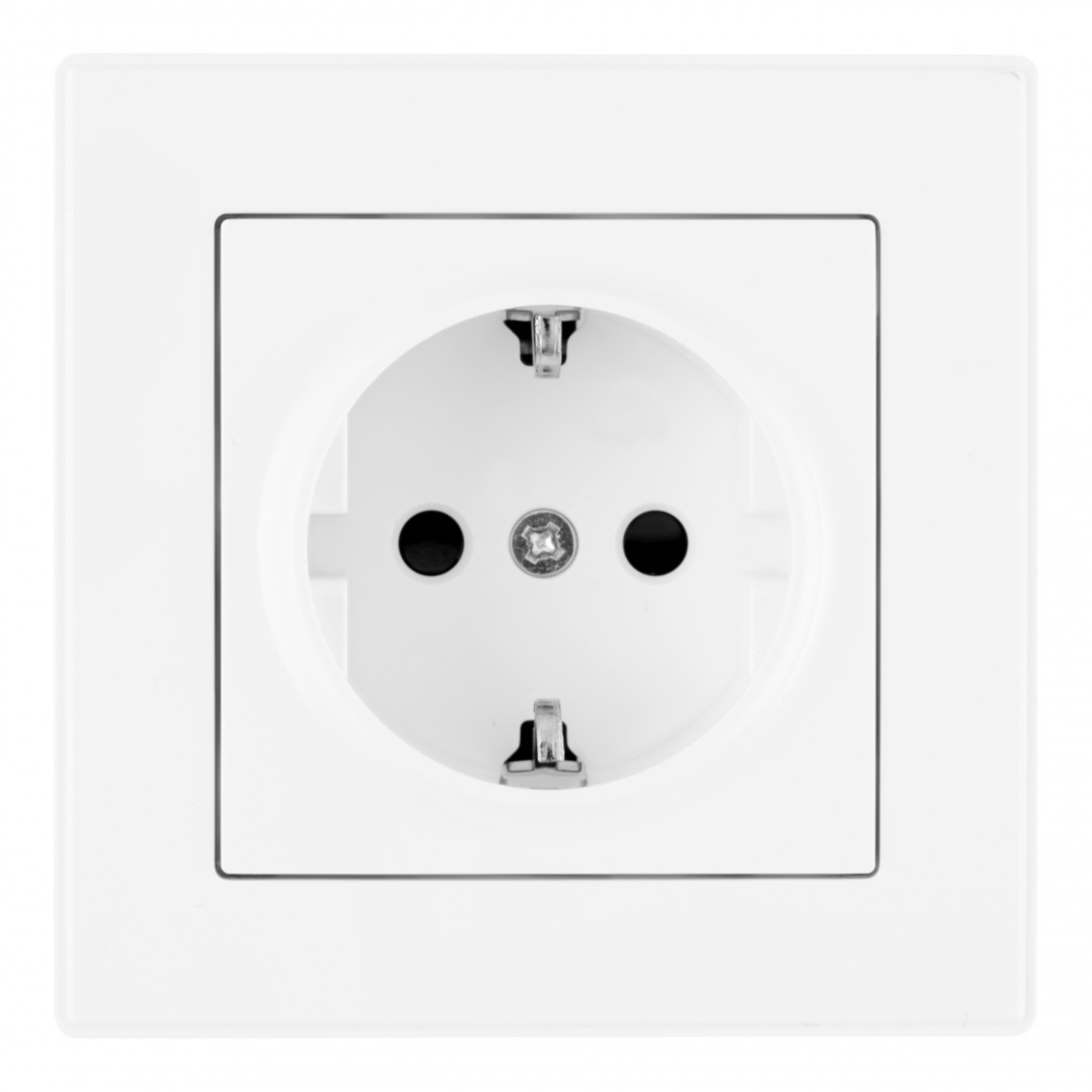Комплект розетки с/з и шторками и рамкой Arte Milano SET06-1-40-1 white в Санкт-Петербурге