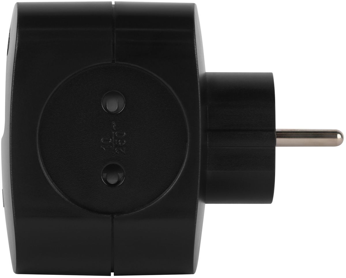 Разветвитель электрический ЭРА SP-4-3USBAC-B на 4 розетки + 3 USB A+C со шторками 10А черный Б0069084 в #REGION_NAME_DECLINE_PP#