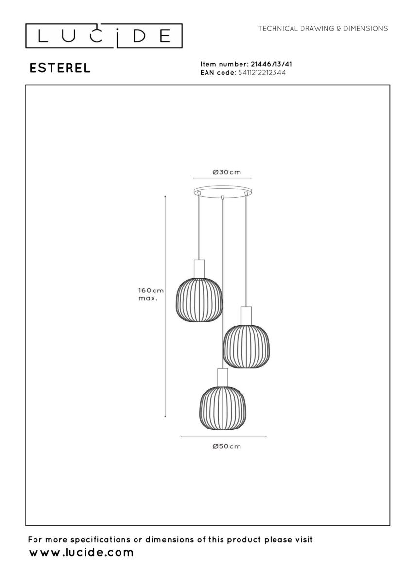 Подвесной светильник Lucide Esterel 21446/13/41 в Санкт-Петербурге