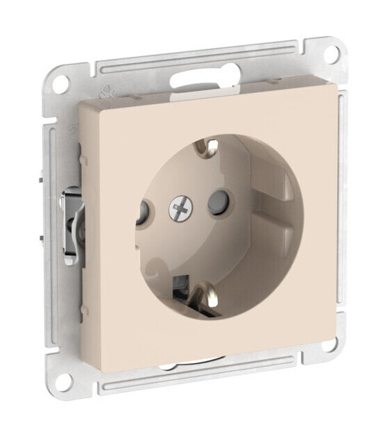 Розетка с заземлением со шторками, 16А, мех., быстрозажим. клем. Systeme Electric AtlasDesign Бежевый ATN000245S в Санкт-Петербурге