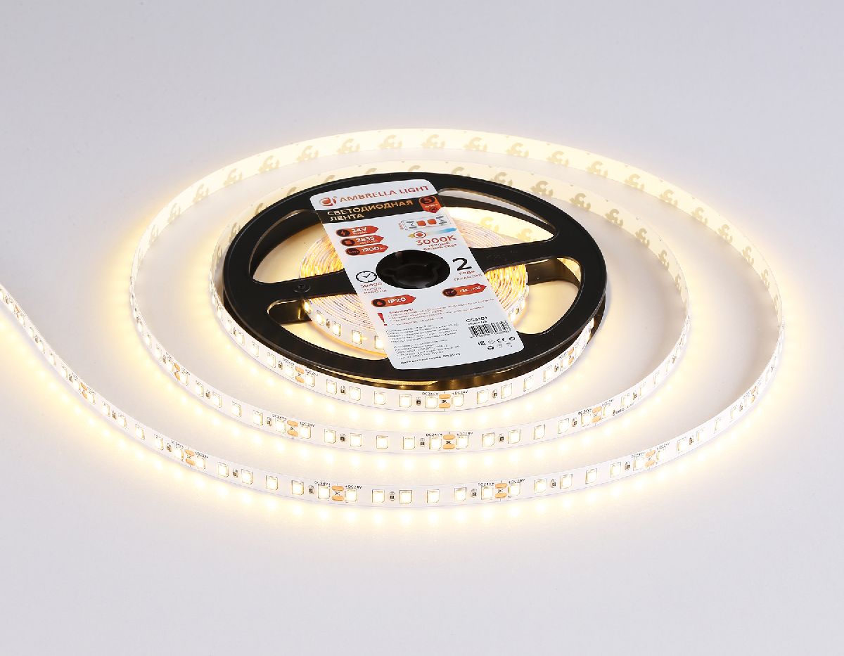 Светодиодная лента Ambrella Light LED Strip 24В 2835 10Вт/м 3000K 5м IP20 GS3101 в Санкт-Петербурге