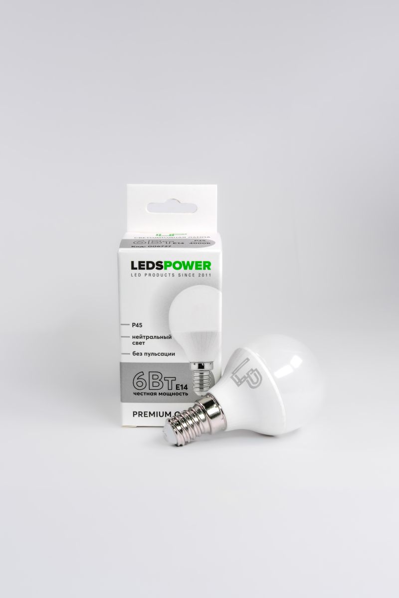 Светодиодная лампа LEDS POWER P45 E14 6Вт 4000К 006727 в Санкт-Петербурге