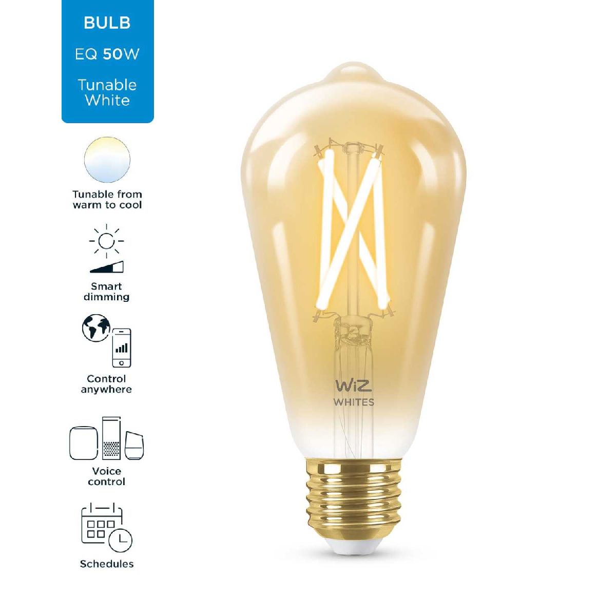 Умная светодиодная лампа Wiz Wi-Fi BLE50WST64E27920-50Amb1PF/6 E27 7W 2000/5000K 929003018701 в Санкт-Петербурге