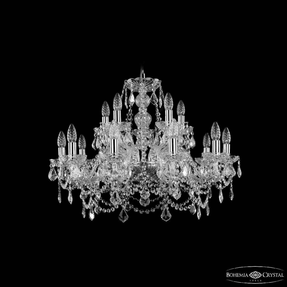 Подвесная люстра Bohemia Ivele Crystal 1411/10+5/240 Ni Leafs в Санкт-Петербурге