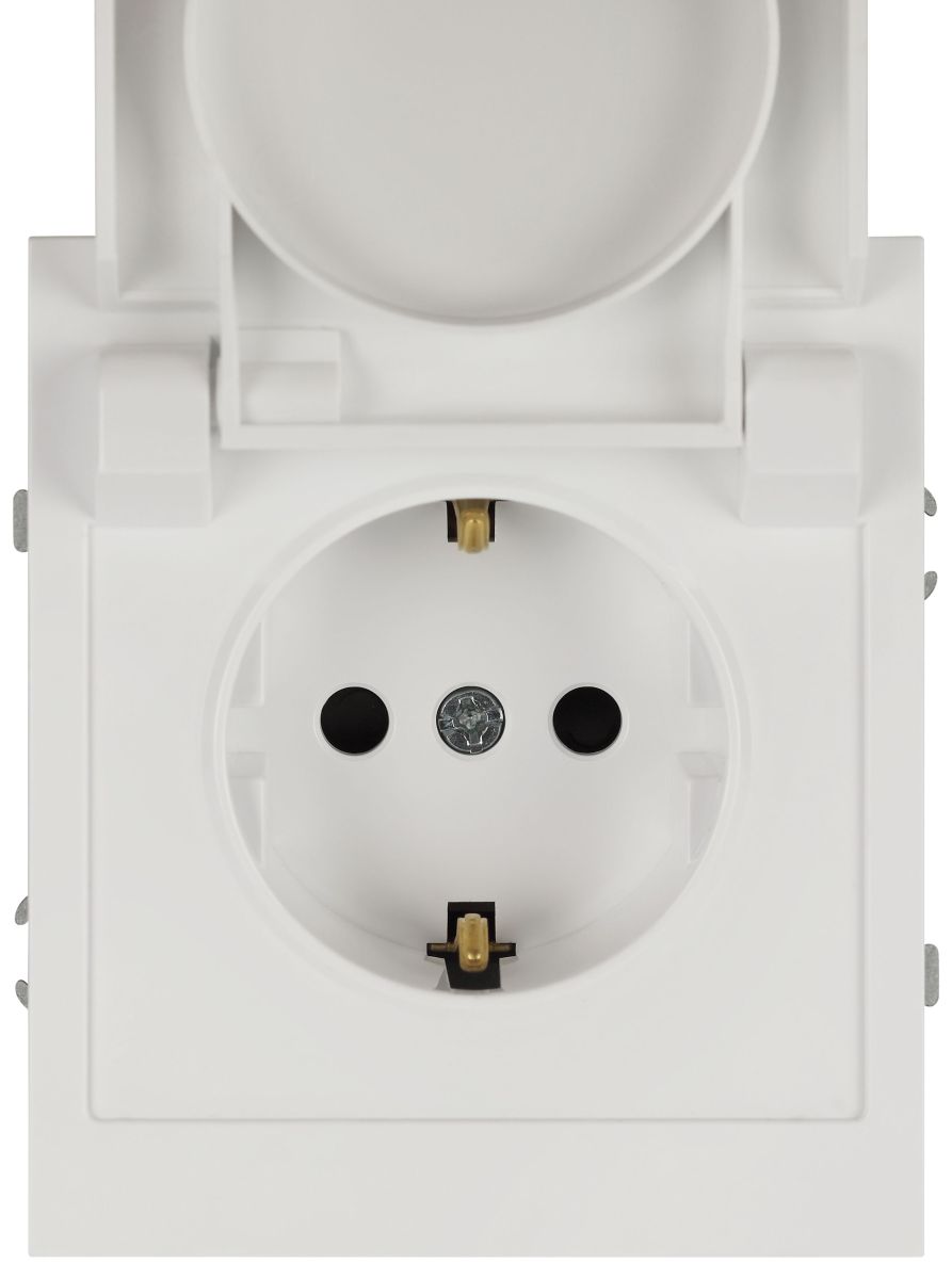 Розетка Эра Arktik 16-2103-08 с заземлением 2P+E Schuko со шторками с крышкой 16А-250В белый матовый Б0070441 в Санкт-Петербурге