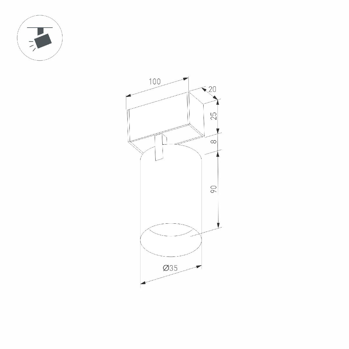 Трековый магнитный светильник Arlight MAG-SPOT-25-R90-9W Warm3000 (BK, 30 deg, 24V, DALI) 046310 в Санкт-Петербурге