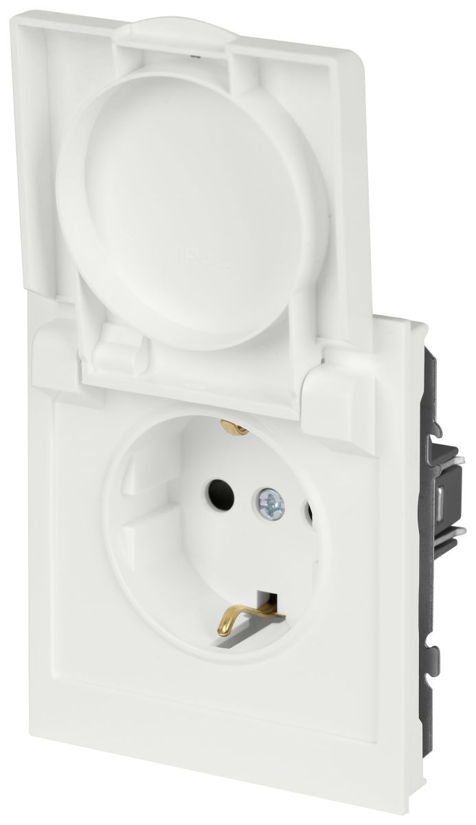 Розетка Эра Arktik 16-2103-08 с заземлением 2P+E Schuko со шторками с крышкой 16А-250В белый матовый Б0070441 в Санкт-Петербурге