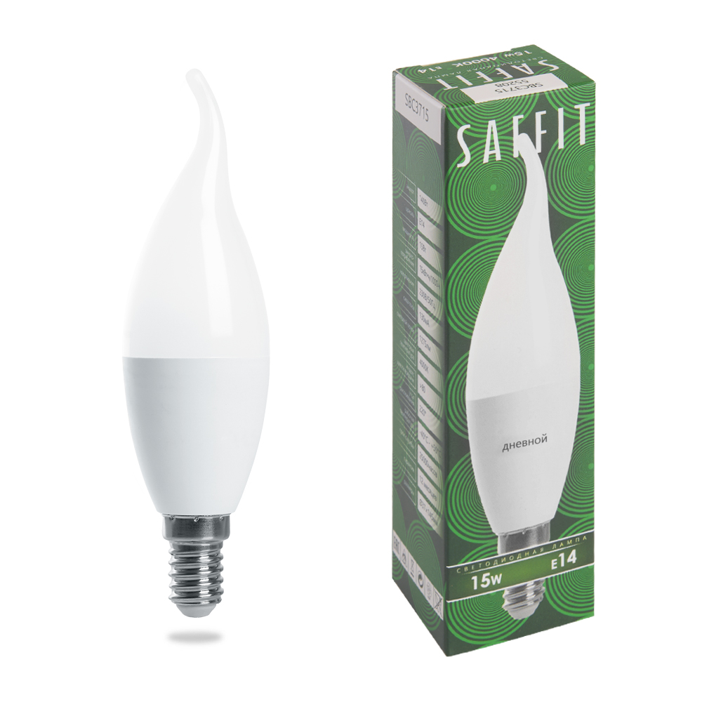 Лампа светодиодная Saffit SBC3715 Свеча на ветру E14 15W 6400K 55208 в Санкт-Петербурге